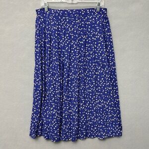 Worthington 16 Pleated Skirt Blue Floral Vintage Whimsical Pockets Cottagecore